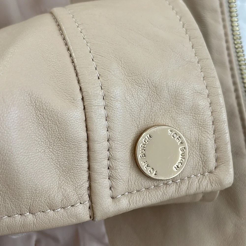 Tory Burch soft LAMB leather tan jacket w quilting - Picture 8 of 8